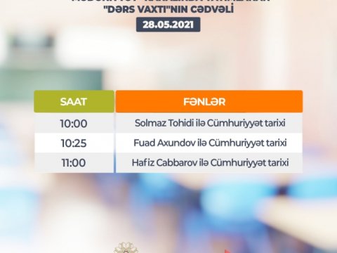 Teledərslərin sabaha olan CƏDVƏLİ