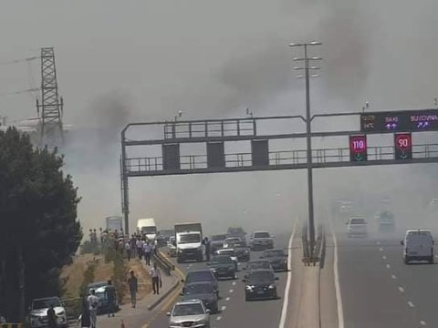 Yanğına görə aeroport yolunda sürət həddi endirildi