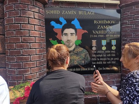 Doğma yurdda şəhid olan Zamin Rəhimovun abidə kompleksi açıldı - FOTOLAR