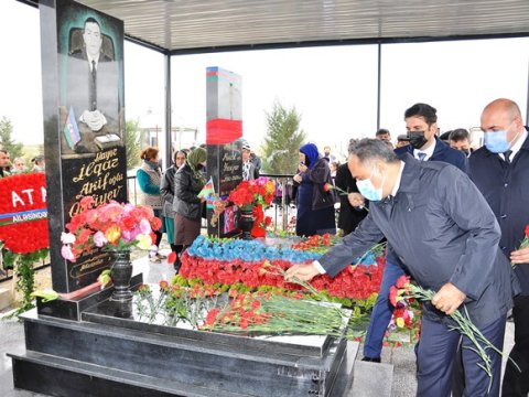 Goranboyda şəhid mayorun məzarı ziyarət olunub - FOTO