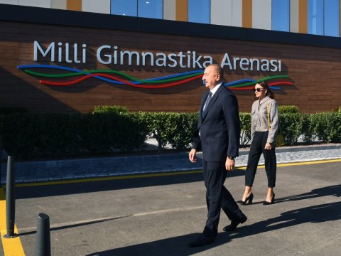 İlham Əliyev və ailəsi Milli Gimnastika Arenasının yeni binasında - YENİLƏNİB