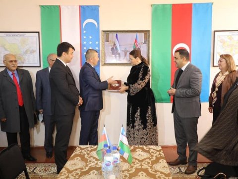 Qənirə Paşayeva Qaraqalpaqıstanda Hüseyn Cavid mərkəzinin açılışında 