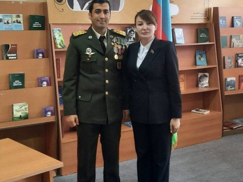 Deputat Jalə Əhmədova qazilərlə - FOTO