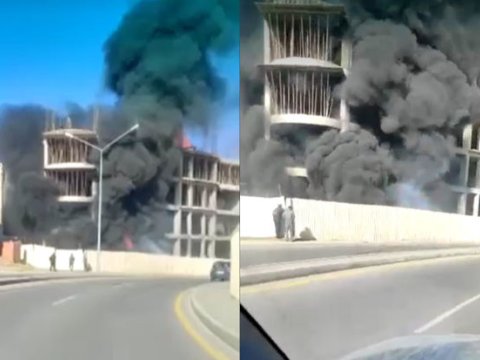 Bakıda tikilməkdə olan binada YANĞIN