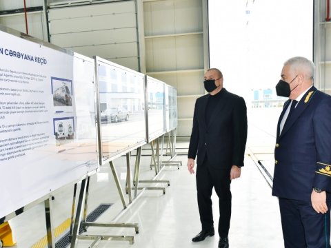 İlham Əliyev lokomotiv deposunun açılışında