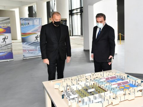 Prezident İdman Sarayının tikintisi ilə maraqlandı - FOTOLAR