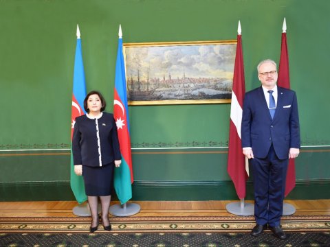 Sahibə Qafarova Latviya prezidenti ilə görüşdü - FOTO