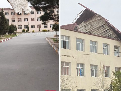 Damı uçan məktəbdə tədris dayandırıldı
