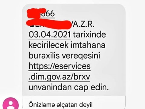 DİM abituriyentə göndərdiyi SMS-ə aydınlıq GƏTİRDİ