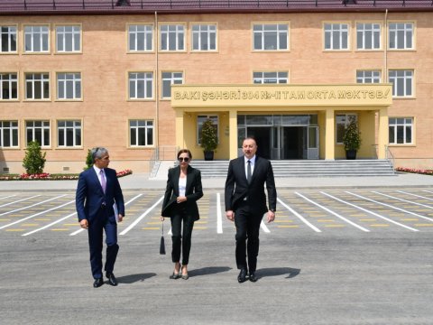 İlham Əliyev və xanımı məktəb açılışında - YENİLƏNİB
