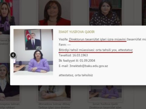 “Heç kim məni işdən çıxara bilməz” - Attestatsız direktor müavini ilə bağlı MÜƏMMA