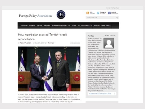 Azərbaycanın Türkiyə-İsrail münasibətlərindəki rolu ABŞ mətbuatında