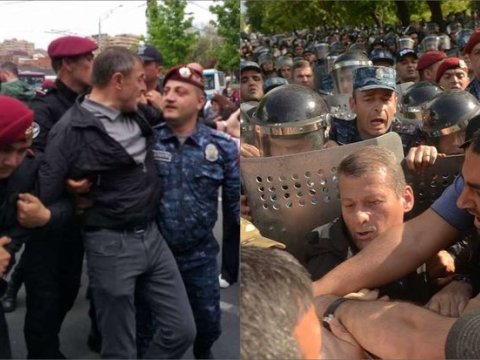 Ermənistanda polis etirazçıları döydü - Xəsarət alanlar var