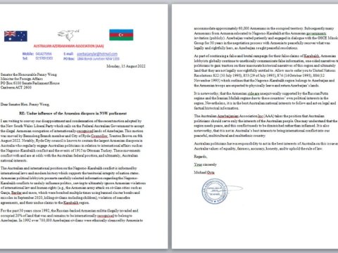 Avstraliyadakı Azərbaycan icmasından ETİRAZ