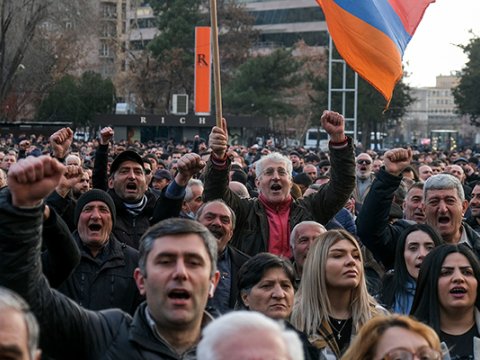 Ermənilər indi də Rusiyaya dəstək aksiyası keçirir
