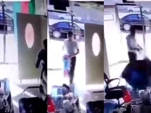 Bayrağımıza qarşı hörmətsizlik edən şəxsin kimliyi müəyyənləşdi - VİDEO