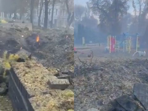 Ruslar uşaq meydançasına da raket atdı - VİDEO