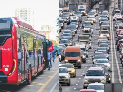 132 avtobus tıxacda qalıb