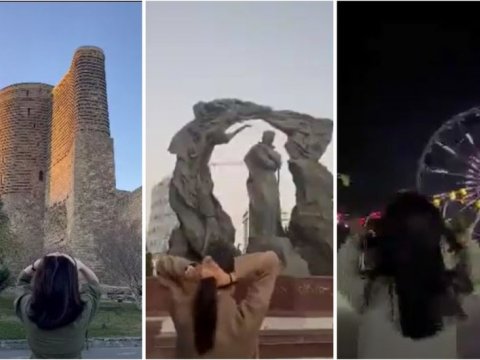Bakıda gənc qızlar İrandakı etirazçılara dəstək fləşmobu keçirib - VİDEO