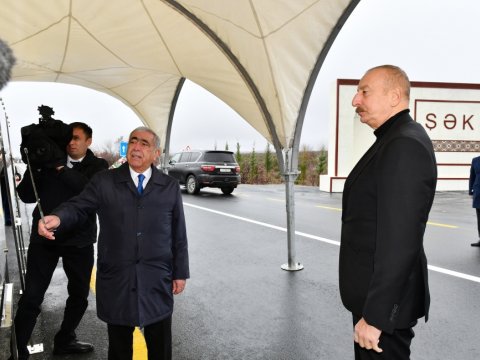 Prezident Oğuz-Şəki yolunun açılışında - FOTO