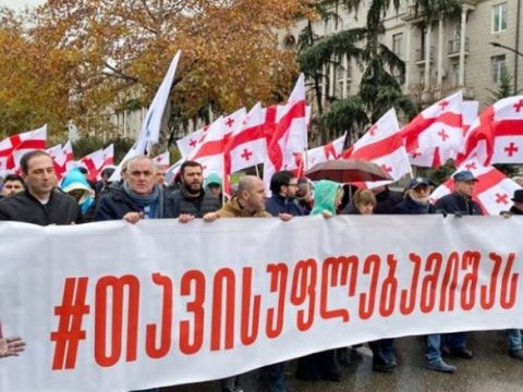 Paytaxtda Saakaşviliyə dəstək aksiyası 