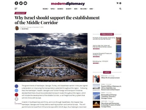 Avropanın nüfuzlu media platforması “Orta Dəhliz”dən yazıb