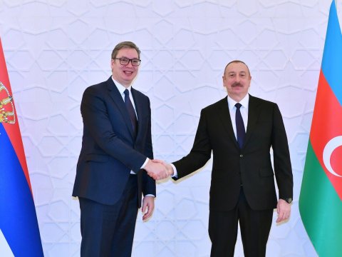 İlham Əliyev Vuçiçlə təkbətək görüşdü - FOTOLAR