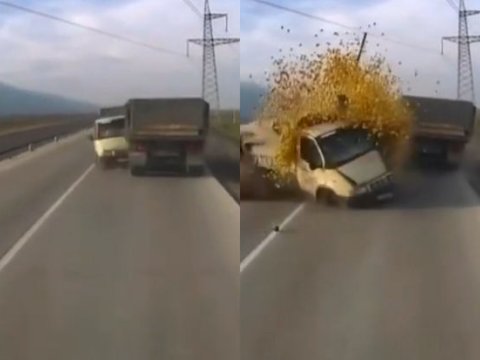 Quba yolunda qəza: almalar yola dağıldı - VİDEO