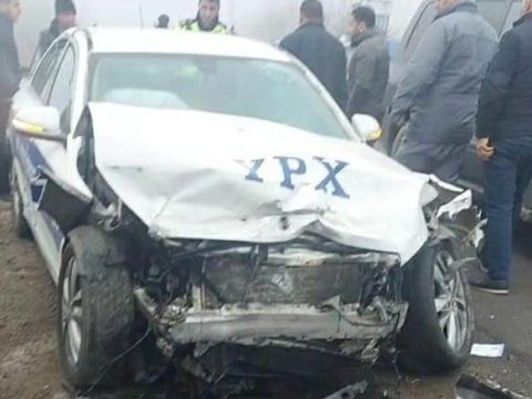 Bərdədə polis qəzaya düşdü - FOTO