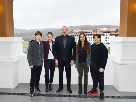 Prezident ailəsilə “Şabran” İstirahət Kompleksinin açılışında - FOTOLAR