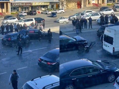 Bakıda zəncirvari qəza - 3 maşın toqquşdu 