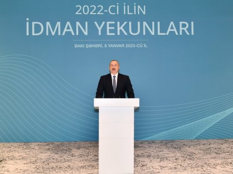 Prezident ötən ilin idman yekunları ilə bağlı mərasimdə - FOTOLAR