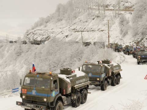 Sülhməramlıların 21 maşını laçın yolundan maneəsiz keçdi - FOTOLAR