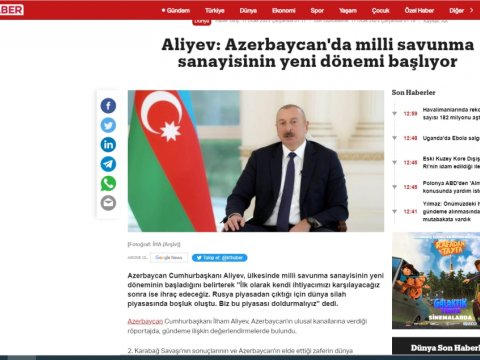 İlham Əliyevin müsahibəsi Türkiyə mediasında