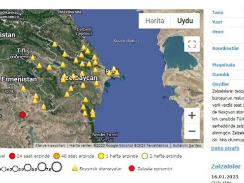 Naxçıvanda zəlzələ olub