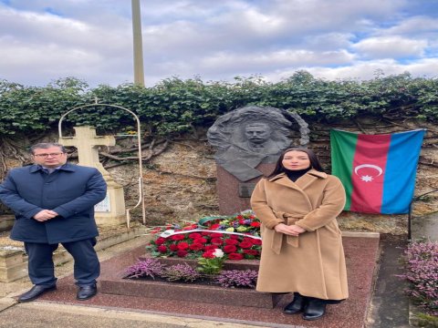 Leyla Abdullayeva Topçubaşovun məzarını ziyarət edib - FOTO