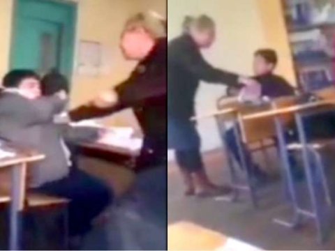Valideynlər şagirdləri döyən müəllimdən üzr istədilər - VİDEO