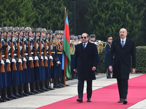 İlham Əliyev Misir Prezidentini qarşıladı - FOTOLAR