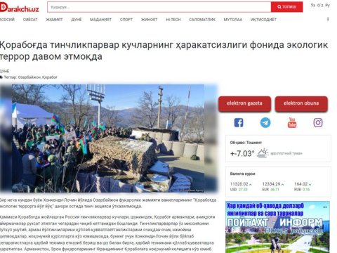 Ermənilərin törətdiyi ekoterror Özbəkistan mediasında 