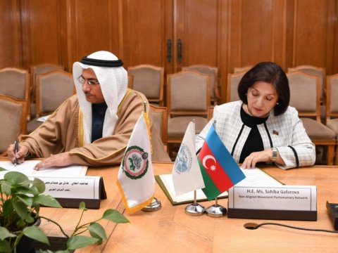 Sahibə Qafarova Ərəb Parlamentinin Prezidenti ilə görüşdü