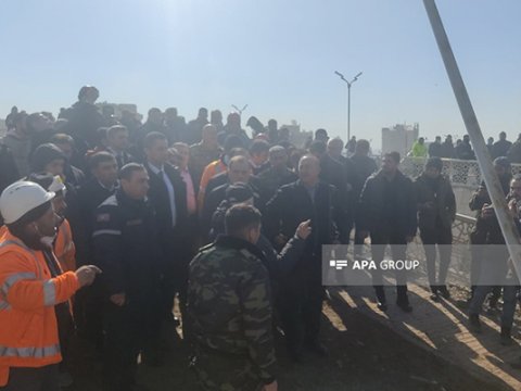 Nazirlər xilasedicilərimizin əməliyyat apardığı ərazidə - FOTO