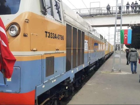 Azərbaycandan dəmir yolu ilə Türkiyəyə yardım göndərildi