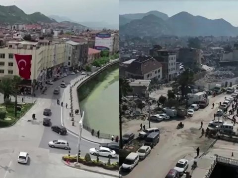 Hatay zəlzələdən əvvəl və sonra - VİDEO