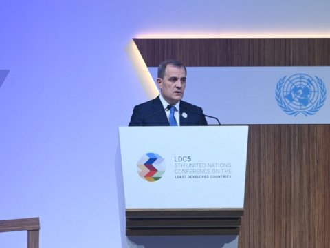 Ceyhun Bayramov BMT Konfransında çıxış edib 