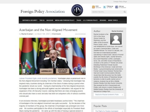 ABŞ mətbuatı Azərbaycanın Qoşulmama Hərəkatındakı rolundan YAZDI