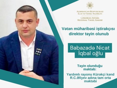 Vətən müharibəsi iştirakçıları məktəbə direktor və direktor müavini təyin olundular