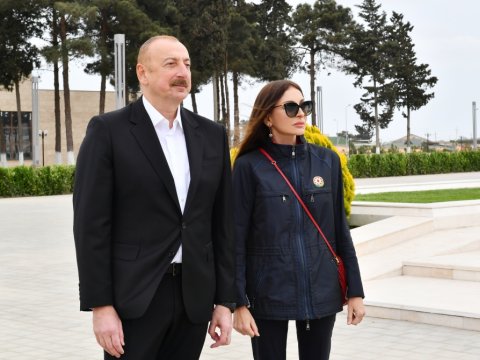 Prezident və birinci xanım Neftçalada - FOTOLAR