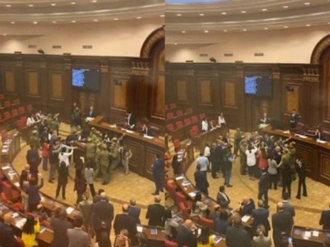 Ermənistan parlamentində gərginlik: Spiker deputatları qovdu - VİDEO