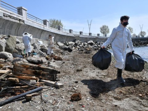 “Xəzəri qoruyaq” adlı ekoloji aksiya - FOTOLAR