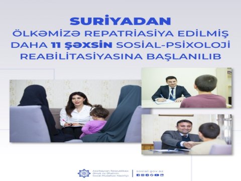 Suriyadan gətirilən şəxslərin reabilitasiyasına başlanılıb